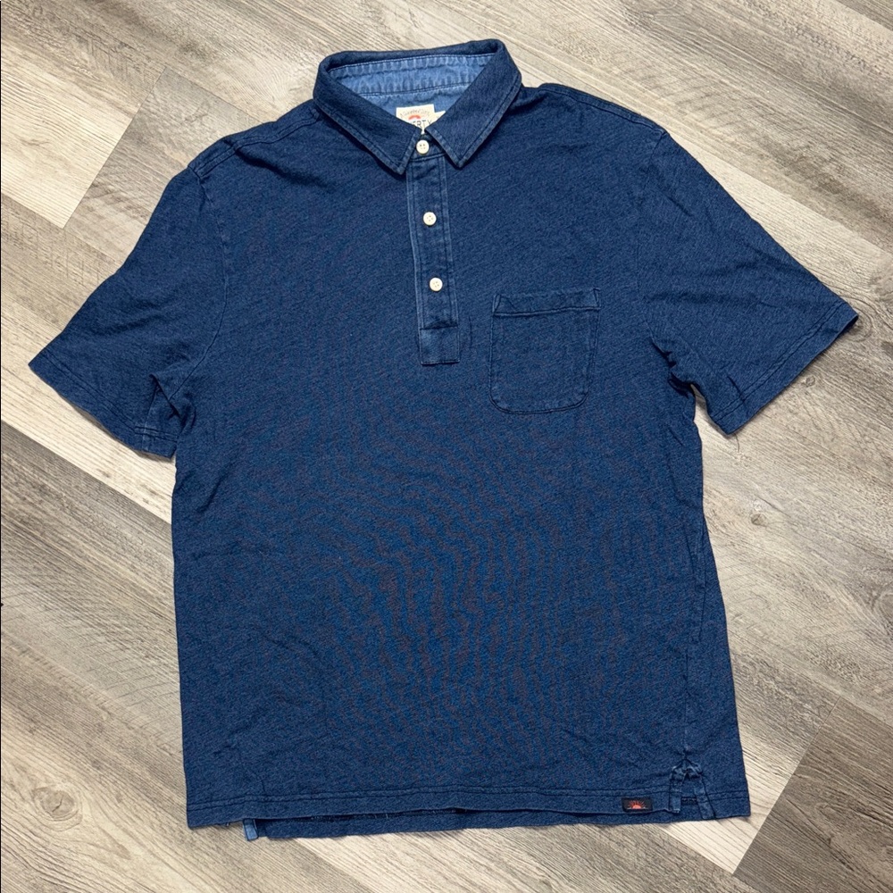 Faherty Navy Blue Short-Sleeve Polo Shirt